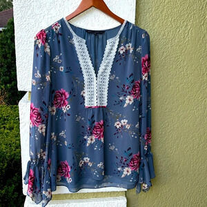 White House Black Market Floral Boho Top